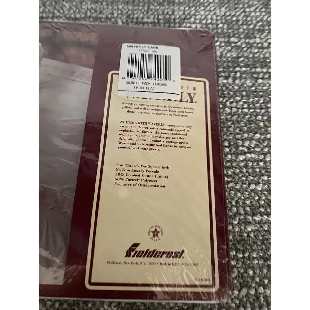 Fieldcrest‎ Cannon VTG Sheet Waverly Non Iron Percale Lace White Sheet Full HG1